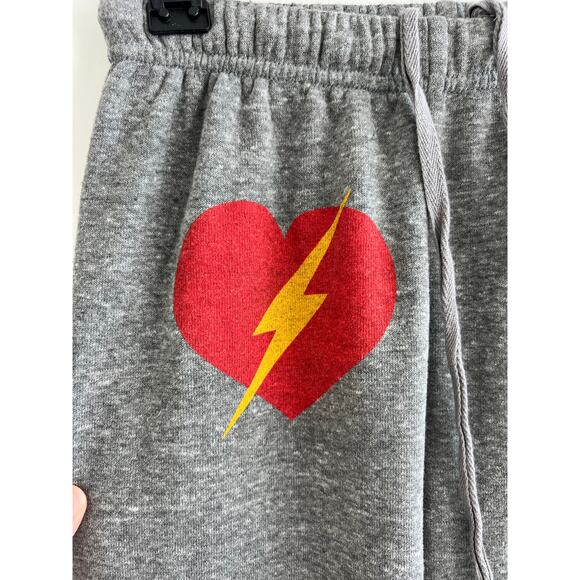 Aviator Nation Bolt Heart Cotton Blend Joggers In Heather Grey size S - Picture 5 of 10